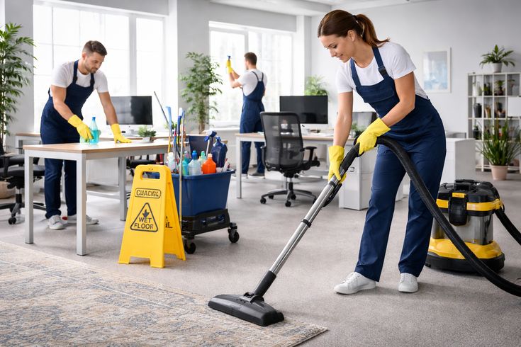 تنظيف الأرضيات والمفروشات داخل المكاتب